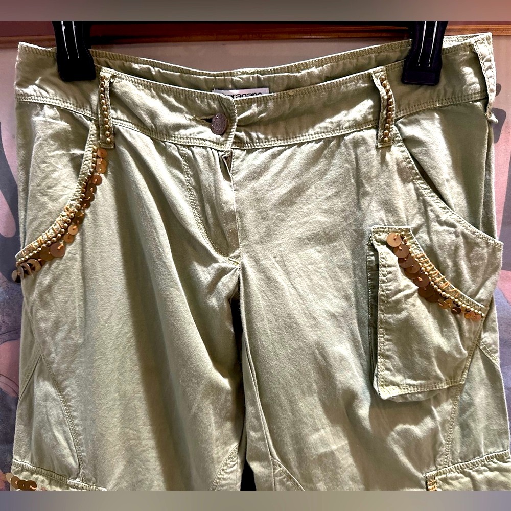 Y2K Girly Pop Sharagano Wide Leg Low Rise Cargo Pant - Picture 5 of 11